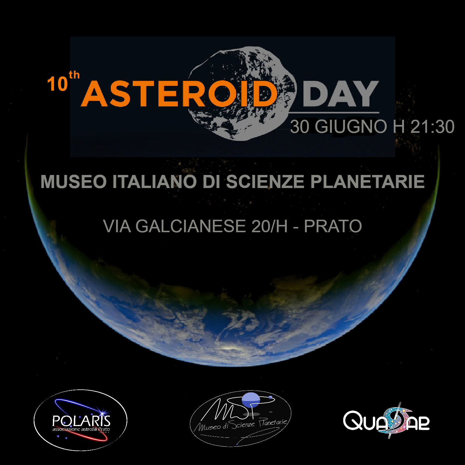 Asteroid day, il 30 giugno conferenza con Polaris e Quasar al Museo Italiano di Scienze Planetarie