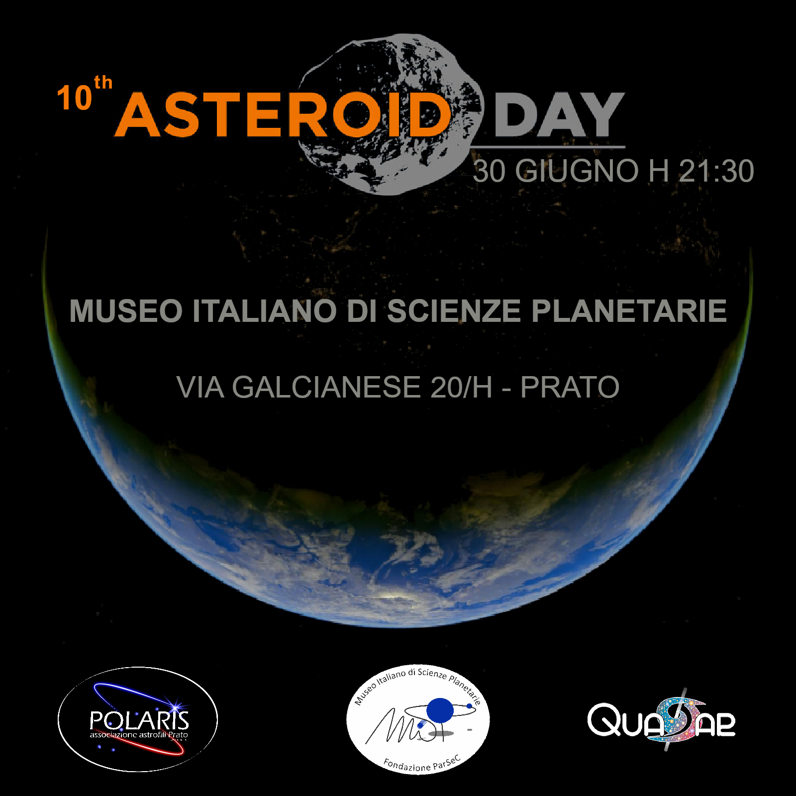 Asteroid day, il 30 giugno conferenza con Polaris e Quasar al Museo Italiano di Scienze Planetarie