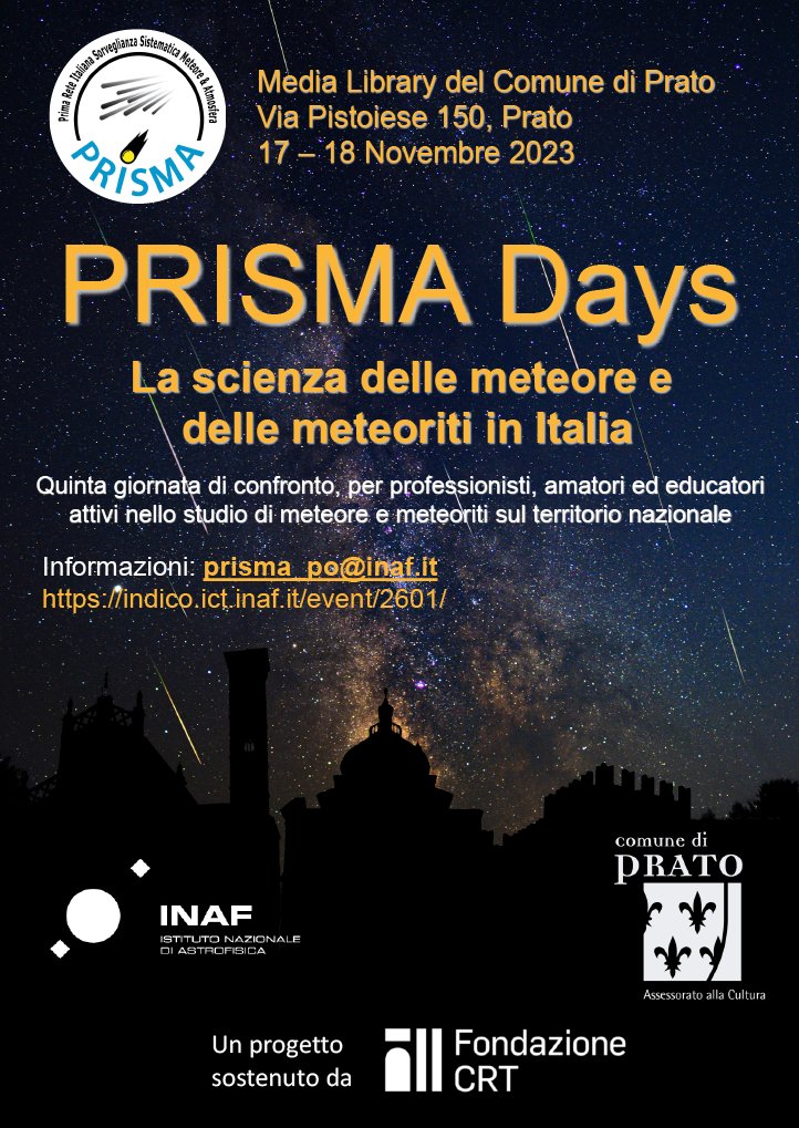 A Prato la quinta edizione del “Prisma Days, la scienza delle meteore e delle meteoriti in Italia”