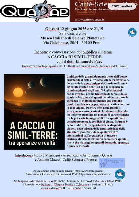 A caccia di simil-Terre con Emanuele Pace Al Museo Italiano di Scienze Planetarie